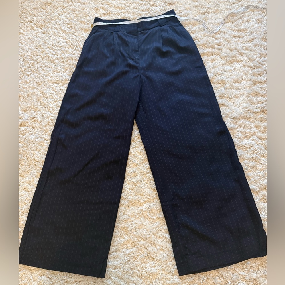 Express Navy Pinstripe Wide-Leg Trousers